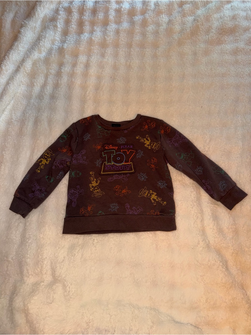Disney Grey Toy Story Crewneck Sweatshirt with Multicolor Character Outlines